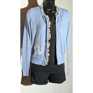 Gap Hand Embroidered Light Blue Cardigan Sweater - One of a Kind